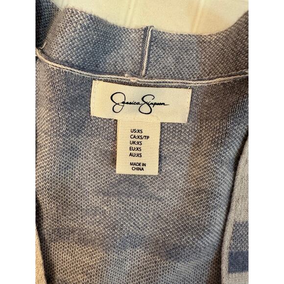 Jesica Simpson Duster/Cardigan sweater size extra small cream and blue print - Picture 3 of 7